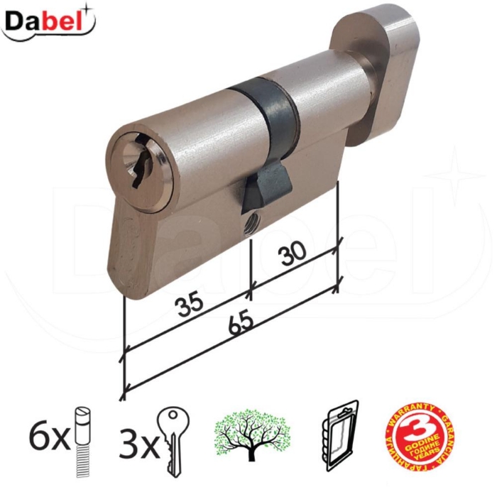 Fotografija DABEL CILINDAR CL2036K NI 65MM 30-35 DUGME