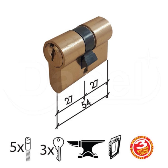 Fotografija DABEL CILINDAR CL2036 MAT MS 54MM 27-27