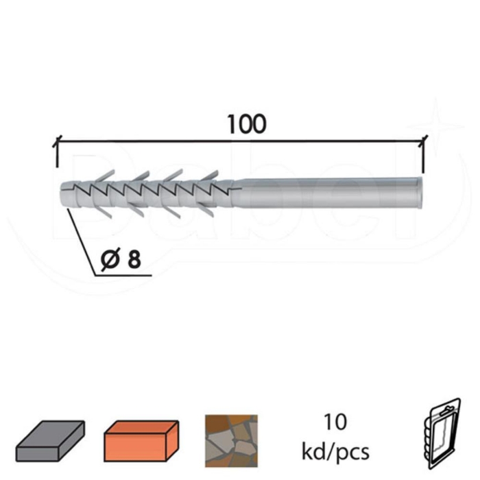 Fotografija RU METAL TIPL 8X100MM SIVA