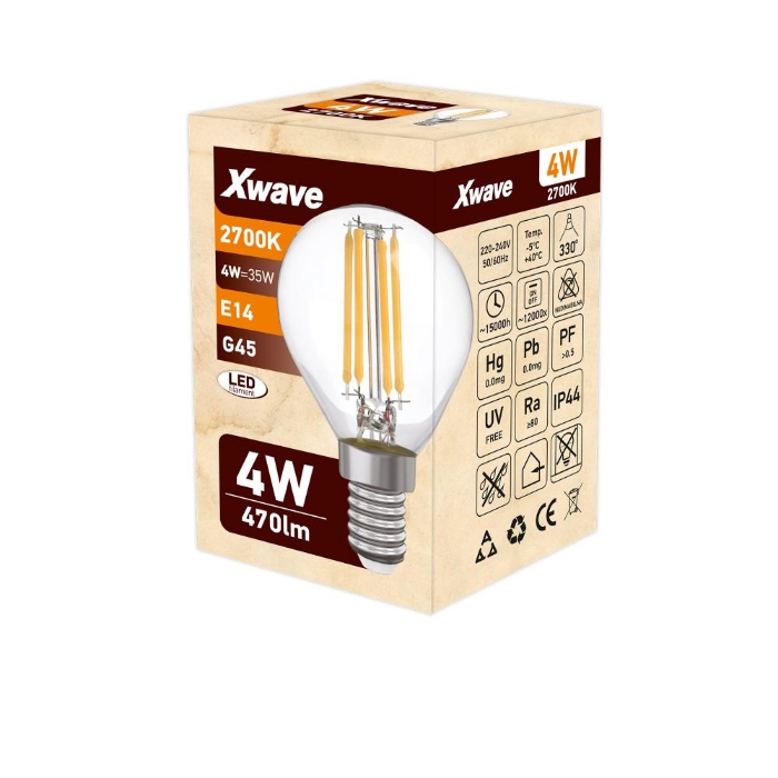 Fotografija XWAVE LED SIJALICA E14 4W FILAMENT SL-F-G4-2700K-C